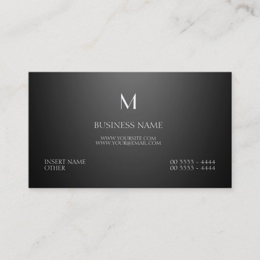 パリのエレガントなおよびモノグラムの黒 名刺 (正面)