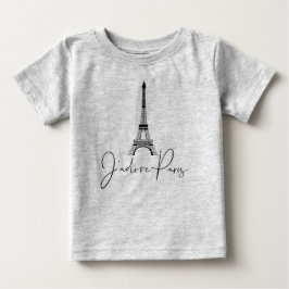 パリのエiffel塔が可愛いグレー ベビーTシャツ