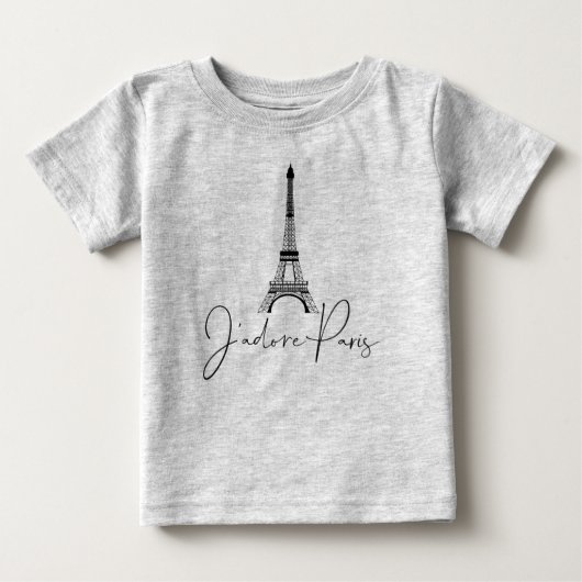 パリのエiffel塔が可愛いグレー ベビーTシャツ (正面)