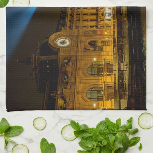 パリのオルセー美術館 夜 キッチンタオル (折り畳み)