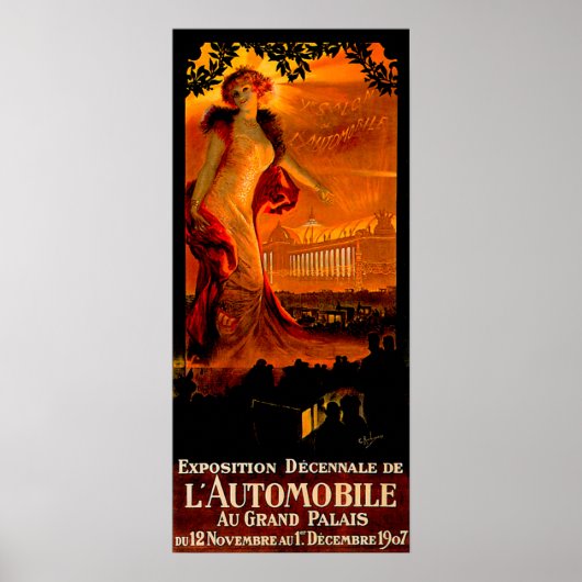 パリのオートショー1907 ~ヴィンテージ自動車広告 ポスター (正面)