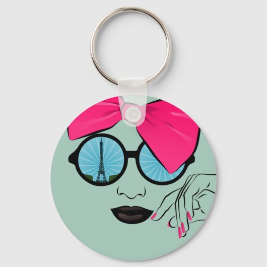 パリのオーバーサイズボウ顔 キーホルダー (正面)