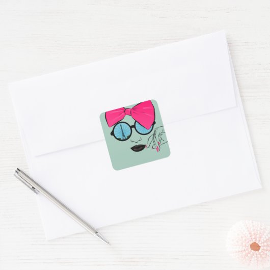 パリのオーバーサイズボウ顔 スクエアシール (封筒)