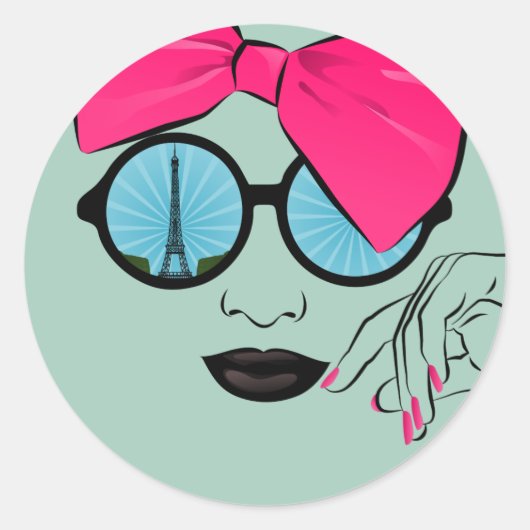 パリのオーバーサイズボウ顔 ラウンドシール (正面)