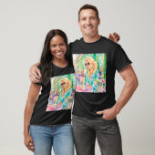 パリのカフェでパグと一緒の女の子、水彩画 Tシャツ (ユニセックス)