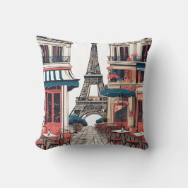 パリのカフェと景色 – Sip & Savor by the Eiffe クッション