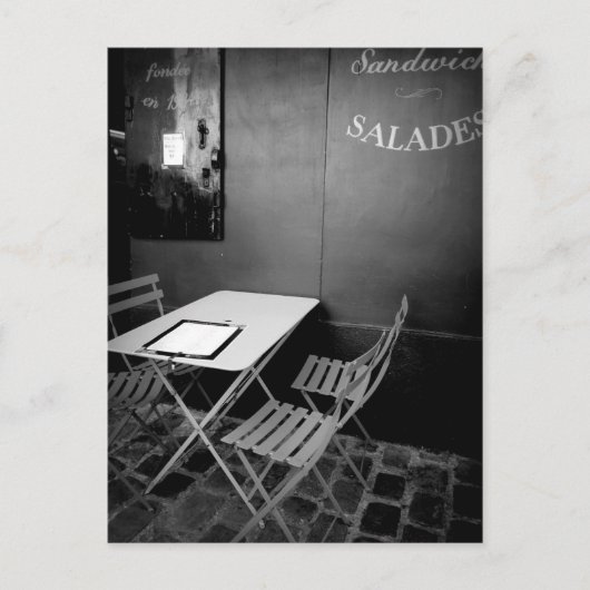 パリのカフェテーブルと椅子 ポストカード (正面)