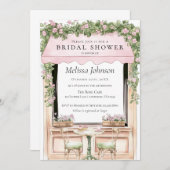 パリのカフェブライダルシャワー招待 招待状 (正面/裏面)