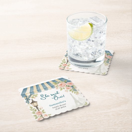 パリのカフェ彼女はウィブライダルシャワーと述べた ペーパーコースター (インサイチュ)