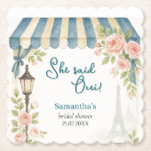 パリのカフェ彼女はウィブライダルシャワーと述べた ペーパーコースター (正面)