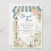 パリのカフェ彼女はウィブライダルシャワーと述べた 招待状 (正面)