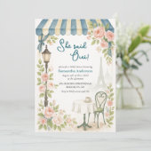 パリのカフェ彼女はウィブライダルシャワーと述べた 招待状 (スタンド正面)