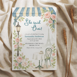 パリのカフェ彼女はウィブライダルシャワーと述べた 招待状