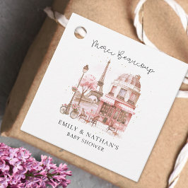 パリのカフェ水の色のスクリプトベビーシャワーMerci フェイバータグ