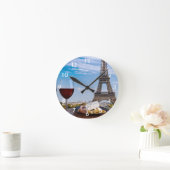 パリのカフェ2杯 ラウンド壁時計 (ホーム)