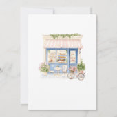 パリのカフェ ブルー コケッタ ベビーシャワー 招待状 (裏面)