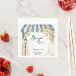 パリのカフェ 彼女はイエスと言った ブライダルシャワー スタンダードカクテルナプキン