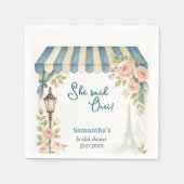 パリのカフェ 彼女はイエスと言った ブライダルシャワー スタンダードカクテルナプキン (正面)