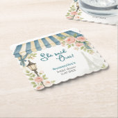 パリのカフェ 彼女はイエスと言った ブライダルシャワー ペーパーコースター (アングル)