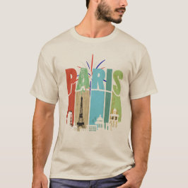 パリのカラフルなタイポグラフィックイラスト Tシャツ