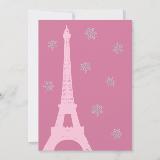 パリのクリスタルスノーフレーク(ピンク) 招待状 (裏面)
