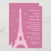 パリのクリスタルスノーフレーク(ピンク) 招待状 (正面/裏面)