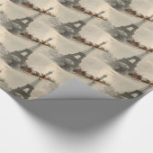 パリのクリスマスのギフト用包装紙上のヴィンテージサンタ ラッピングペーパー (角)