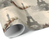 パリのクリスマスのギフト用包装紙上のヴィンテージサンタ ラッピングペーパー (ロールコーナー)