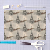 パリのクリスマスのティッシュペーパー上のヴィンテージサンタ 薄葉紙 (クラフト)