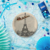 パリのクリスマスの紙皿上のヴィンテージサンタ ペーパープレート (パーティー)