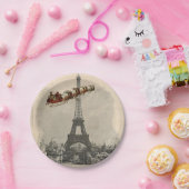 パリのクリスマスの紙皿上のヴィンテージサンタ ペーパープレート (パーティー)