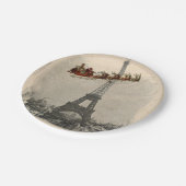 パリのクリスマスの紙皿上のヴィンテージサンタ ペーパープレート (アングル)