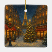 パリのクリスマスの街並みは素晴らしい セラミックオーナメント (裏面)