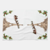 パリのクリスマスタオル上のヴィンテージサンタ キッチンタオル (横)