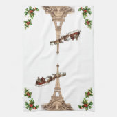 パリのクリスマスタオル上のヴィンテージサンタ キッチンタオル (縦)