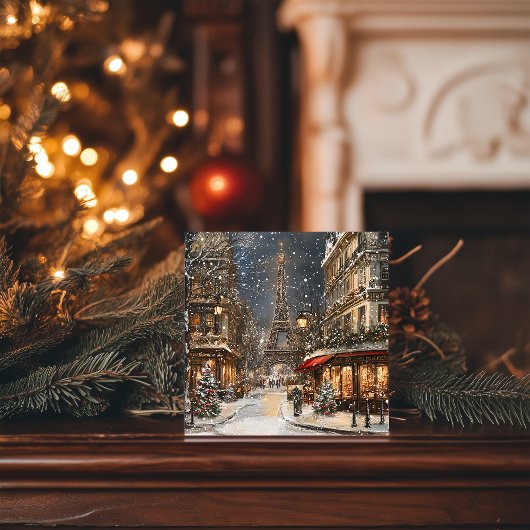 パリのクリスマス：きらびやかなエッフェルタワーレーン シーズンカード