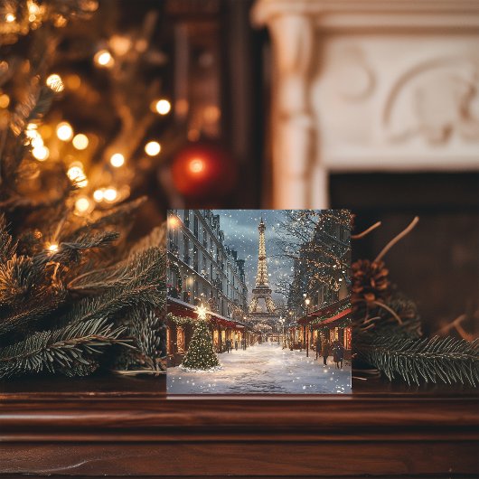 パリのクリスマス：イルミネーションエッフェルタワーレーン シーズンカード