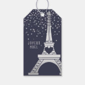 パリのクリスマス、エッフェルタワーと雪 ギフトタグ (正面)