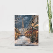 パリのクリスマス:エッフェルタワー市場で夜 シーズンカード (正面)