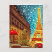 パリのクリスマス、エルフィールタワー ポストカード (正面)