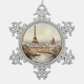 パリのクリスマス スノーフレークピューターオーナメント (正面)