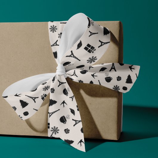 パリのクリスマス |パターン（の模様が）ある | グログランリボン