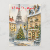 パリのクリスマス ホリデー ポストカード – 水彩画 (正面)