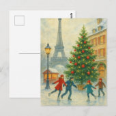 パリのクリスマス ポストカード エッフェル塔の冬の情景 (正面/裏面)