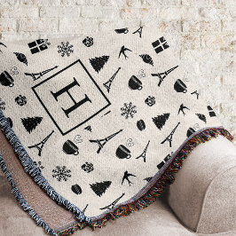 パリのクリスマス |モノグラムの | スローブランケット