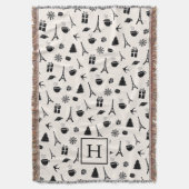 パリのクリスマス |モノグラムの | スローブランケット (正面縦)