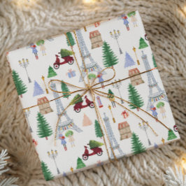 パリのクリスマス 光の街のホリデー ラッピングペーパー