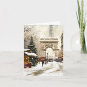 パリのクリスマス:凱旋門ウィンターシーン シーズンカード (正面)