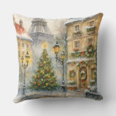パリのクリスマス 水彩エッフェル塔の風景 クッション (裏面)