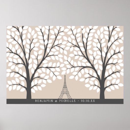 パリのゲストブックポスター – 250署名 ポスター (正面)